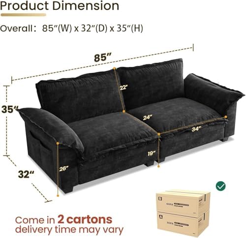 89 Inch Modular Sectional Couches, 4 Seater Sectional Cloud Sofa - Image 2