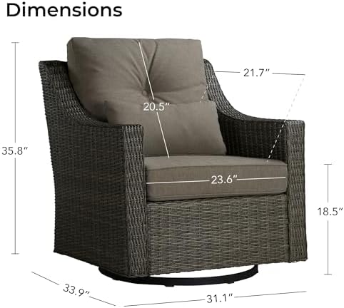 CHITA 2 Pieces Patio Wicker Chair, 360° Rocking Swivel Outdoor Rattan Chair - Image 6