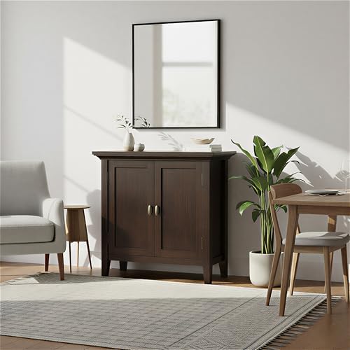 SIMPLIHOME Redmond 32" Wide Solid Wood Cabinet in Brunette Brown - Image 4