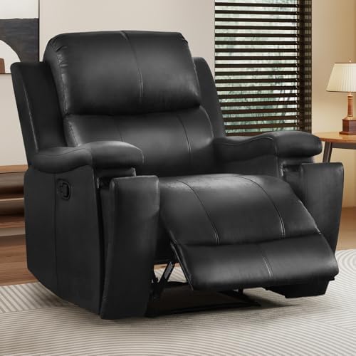 CANMOV Manual Recliner Chair, Classic Faux Leather Recliner Chair by CANMOV