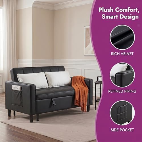 NicBex Leather Sleeper Sofa Bed - Image 6
