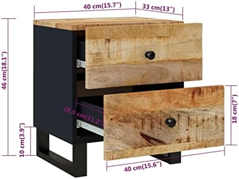 vidaXL Bedside Cabinet 15.7"x13"x18.1" Solid Wood Mango - Image 3