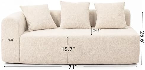 Claiks 71" Left Armrest Boneless Sectional Loveseat Sofa - Image 2