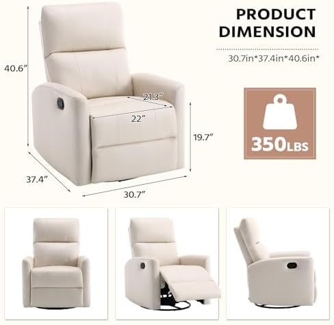 HAOMARKETS Swivel Rocker Recliner Chair Set of 2, Manual Fabric Glider Rocking - Image 2