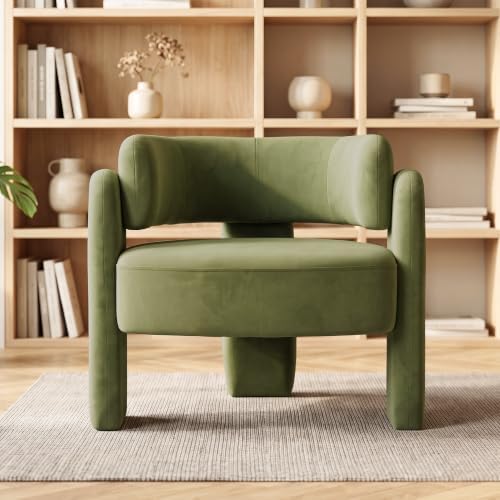 Velvet Barrel Accent Chair by Arcnook