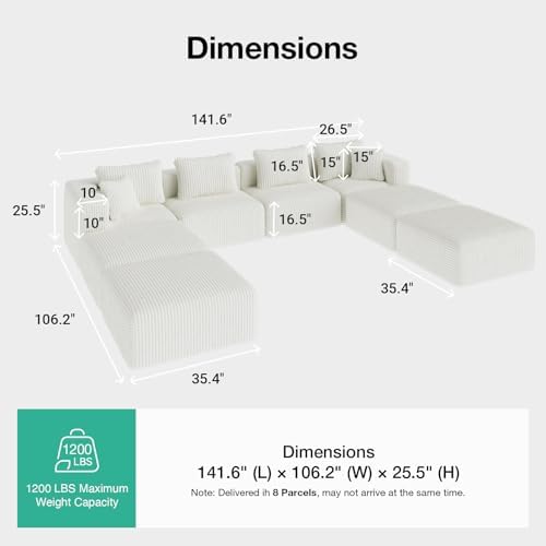 Novilla 141" Modular Sectional Sofa, U Shape Oversized Sectional Couch - Image 2