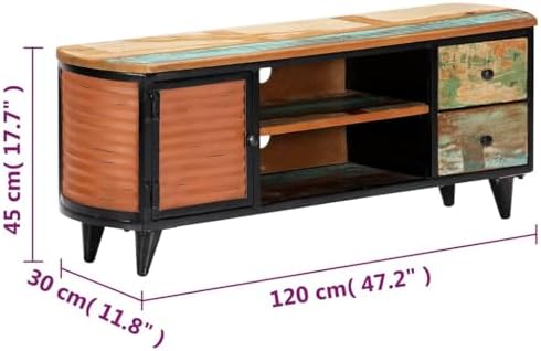 Solid Reclaimed Wood TV Stand 47.2x11.8x17.7 Inches - Image 6