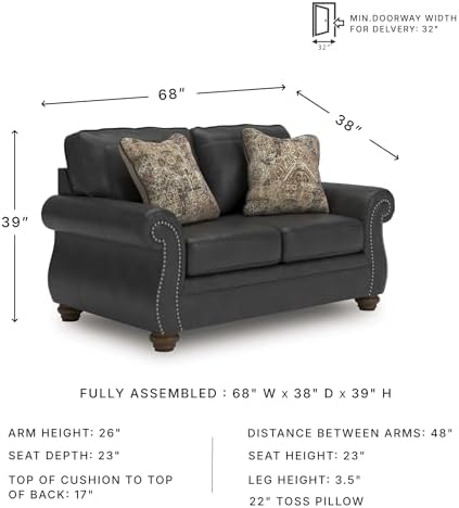 Signature Design by Ashley Faux Leather Loveseat Sofa Couch - Image 3