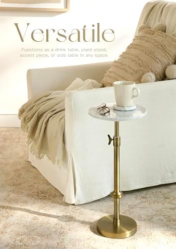 Adjustable 10" White Marble Drink Table - Image 5