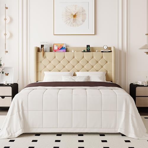 Allewie Queen Bed Frame, Storage Headboard & Charging Station by Allewie