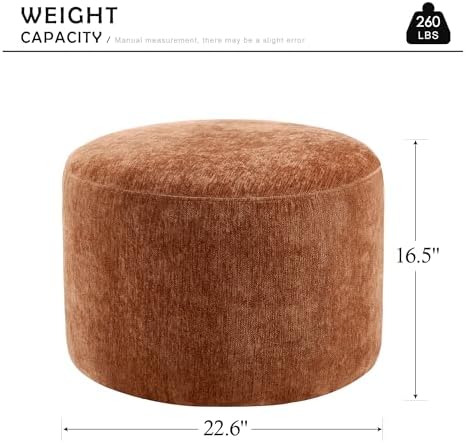 Upholstered Round Pouf Ottoman Set of 2 - Image 2