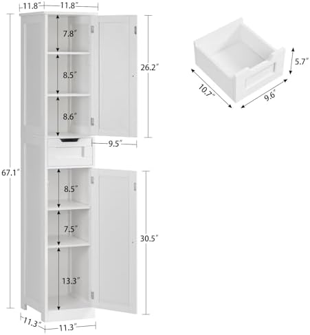 Iwell 66.9" Tall Bathroom Storage Cabinet - Image 3