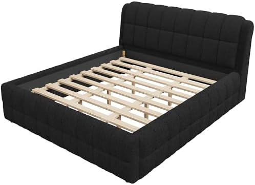SOFTSEA California King Upholstered Bed Frame, Fleece Fabric Floor Platform Bed - Image 6