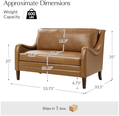 HULALA HOME Faux Leather Loveseat Sofa - Image 2