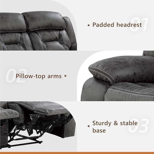 Homelegance Reclining Couch, Polished Microfiber Manual Double Recliner Sofa - Image 6