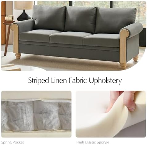 81" Mid-Century Modern 3-Seater Sofa, Upholstered Couch - Image 5