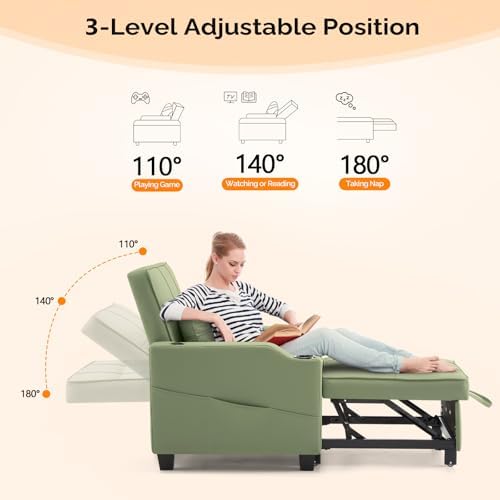 VINGLI Convertible Sleeper Chair Bed, Pull Out Sofa Couch - Image 5