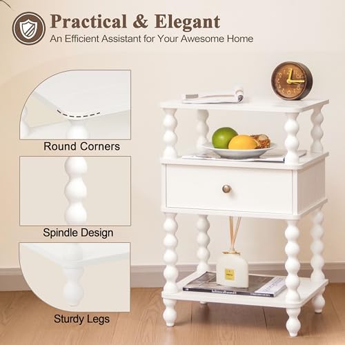 AWASEN White Nightstand, Bed Side Table Bedroom - Image 4
