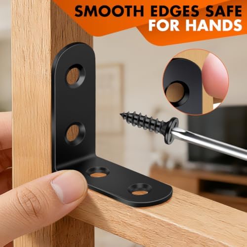 18PCS Black L Bracket Corner Brace, Stainless Steel Corner Bracket - Image 5