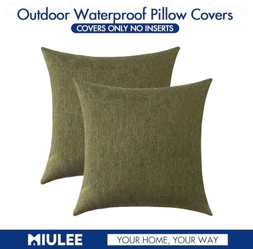 MIULEE Decorative Outdoor Pillow Covers Waterproof 16x16 Olive Green - Image 6