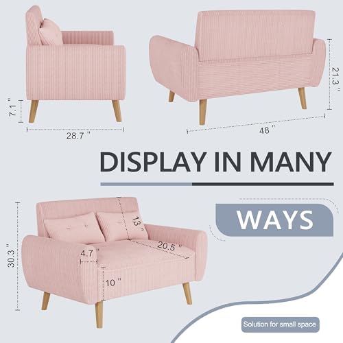 Shintenchi 48'' Loveseat Sofa, Mid-Century Modern Upholstered Couch Deep Seat - Image 2