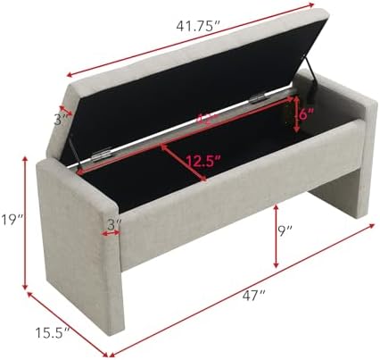 JEEOHEY Storage Ottoman Bench, Linen Tufted Large Shoe Entryway Benches - Image 2