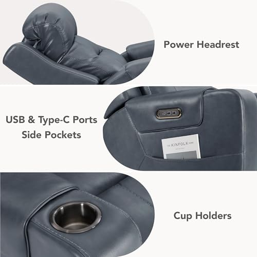 Watson & Whitely Genuine Leather Lay Flat Power Recliner Chair - Image 6