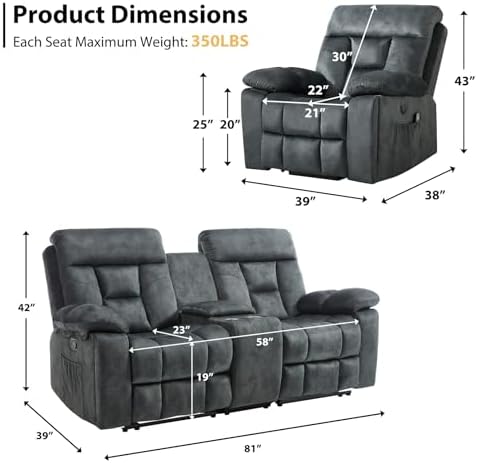 CANMOV Recliner Sofa Set, Power Lift Recliner - Image 2