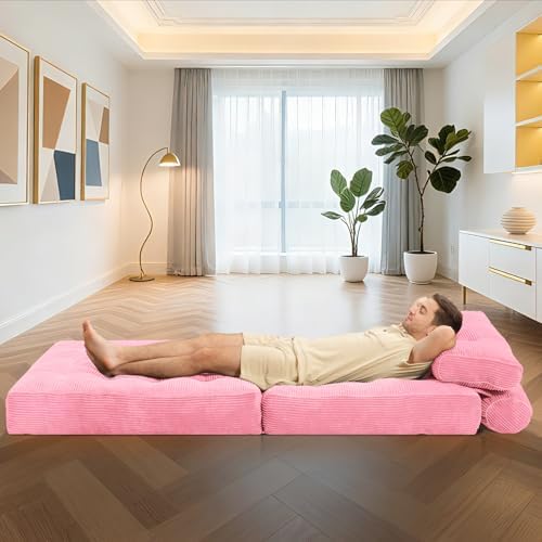 HABUTWAY Folding Sofa Bed, Convertible Sleeper Chair Bed w/2-Pillow & Handle - Image 5