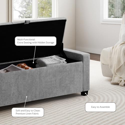 GRAINELL 42.13” Storage Ottoman Bench, Upholstered Tufted Bedroom Bench - Image 5