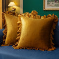 MIULEE Velvet Ruffle Throw Pillow Covers 18x18 Inch Golden Mustardy by MIULEE