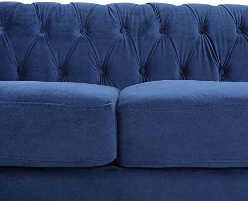 LEVNARY Three-Seat Velvet Sofa, Large Sofa Classic Tufted Chesterfield Settee - Image 5