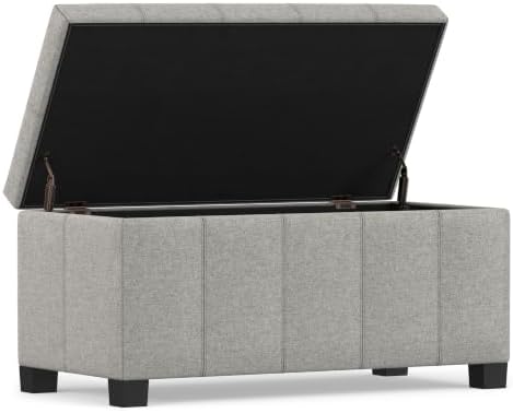 SIMPLIHOME Dover 36" Wide Linen Look Fabric Storage Ottoman in Cloud Grey - Image 4