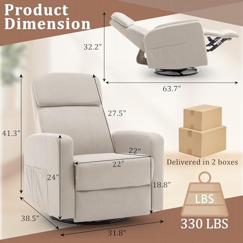 Korser Power Recliner Chair for Adults, Swivel Rocker Recliner - Image 2