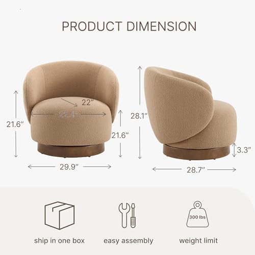 KISLOT Swivel Barrel Accent Chair, Boucle Fabric - Image 2