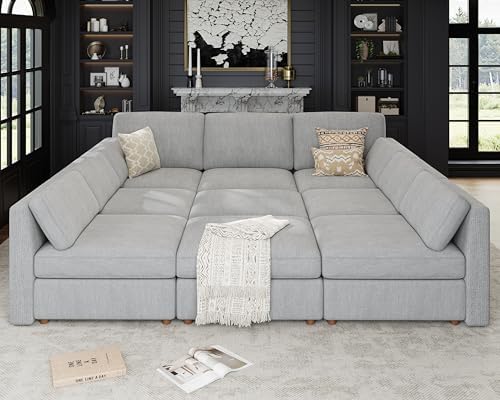 Oversized Modular Sectional Sleeper Sofa Bed Cloud Couches Gray by Kalafini