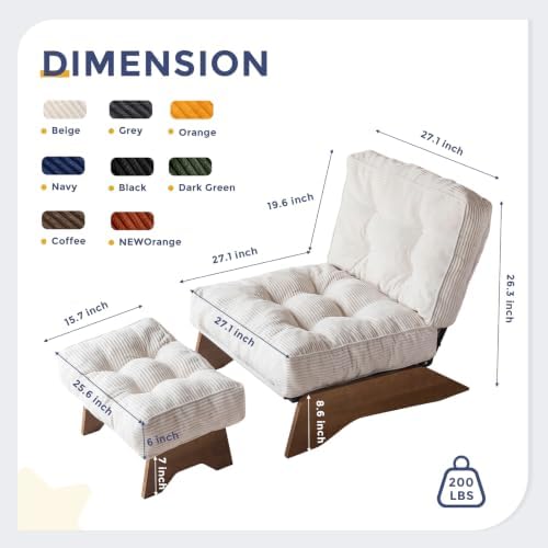 MAXYOYO Accent Chair with Ottoman, Lounge Chair with Adjustable Backrest - Image 2