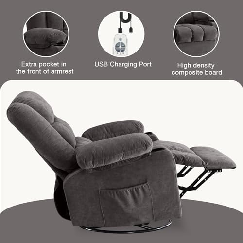 BOSMILLER Massage Swivel Rocker Recliner Chair - Image 6
