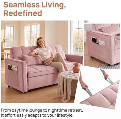 NicBex Sleeper Sofa Bed with Adjustable Backrest & Side Pockets - Image 4
