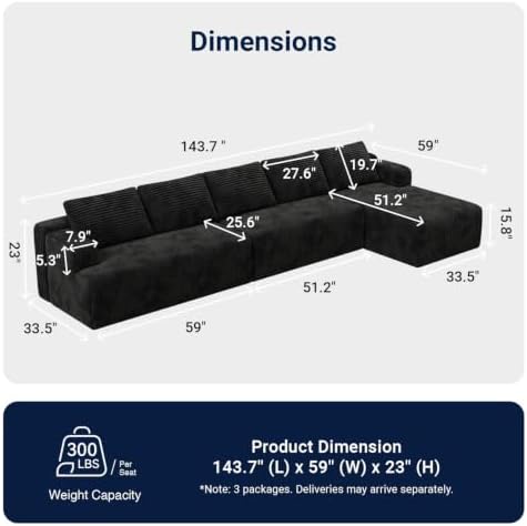 Avenco Modular Sectional Sofa, Boneless Couches - Image 2