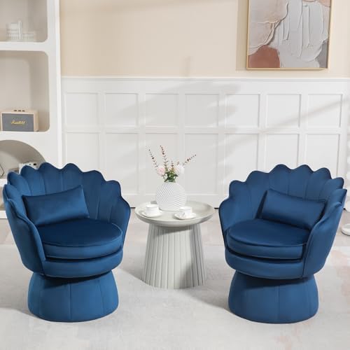 ZJhome 360° Swivel Accent Chair, Mid-Century Modern Velvet Barrel Chair - Image 4