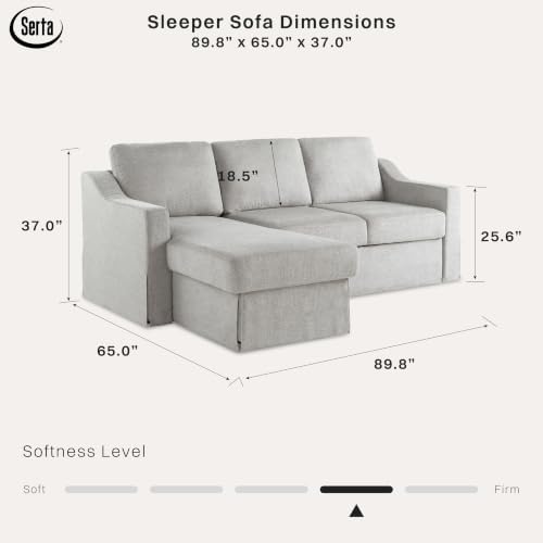 Serta Hawthorne 89.8" Slipcovered Convertible Sleeper Sofa Chaise, Queen Size - Image 2