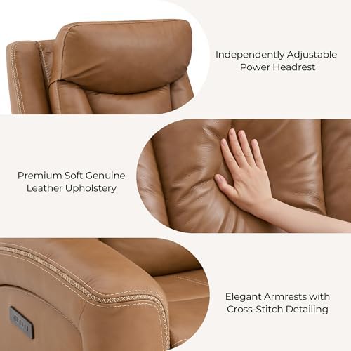 CHITA Zero Gravity Leather Power Reclining Sofa, 3 Seater - Image 5