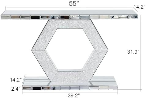 Silver Mirrored Console Table, Modern Luxury Mirrored Furniture - Image 2