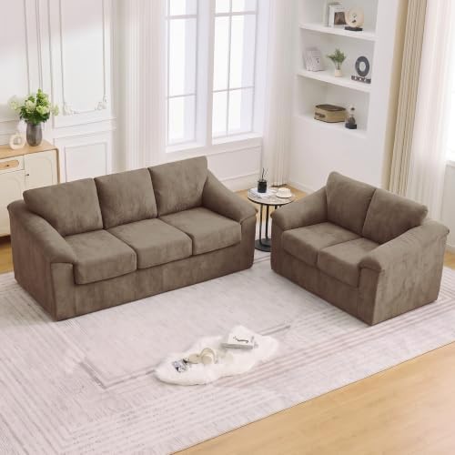 Boneless Couch Sets, Modern 3 Seater Sofa and Loveseat Sofa, Floor Cloud Couch by UMBFUN