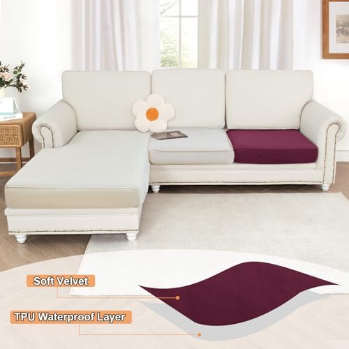 NAISI Waterproof Couch Cushion Covers Thick Velvet Fabric Washable Sofa - Image 2