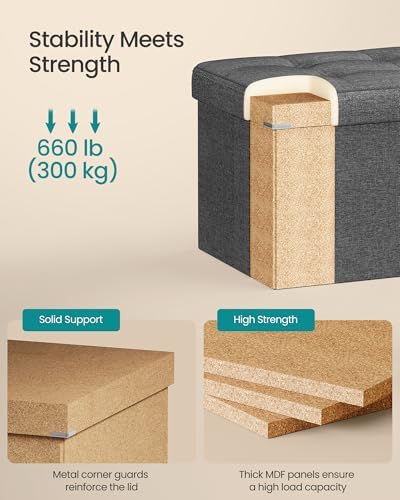 SONGMICS 30 Inches Folding Storage Ottoman Bench, Load 660 lb - Image 4