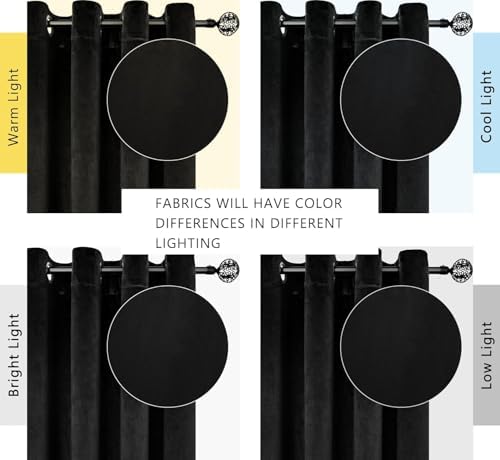 SMILETIME Black Velvet Curtains 52"x96" Grommet 4 Panels - Image 3