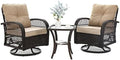 Patio Furniture Set 3 Pieces, Outdoor Swivel Glider Rocker Bistro Set by VonzoyHome