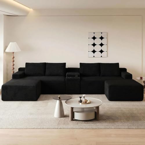GNIXUU 140.6" Black Boneless Cloud Sectional Couches by GNIXUU